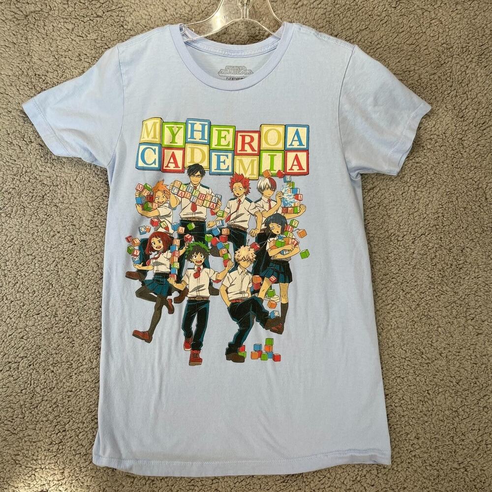 My Hero Academia Shirt Mens Small Light Blue Anime Graphic Tee Short Sleeve